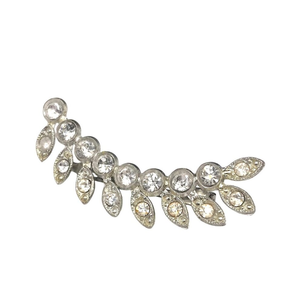 Graceful and Elegant Art Nouveau Brooch, Clear Pave Rhinestones, Pot Metal - Picture 2 of 7